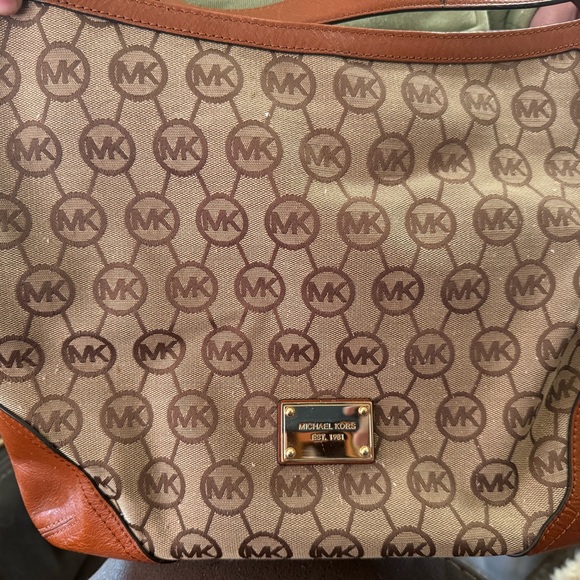 Michael Kors Tan and Brown Logo Shoulder Bag - Picture 1 of 3